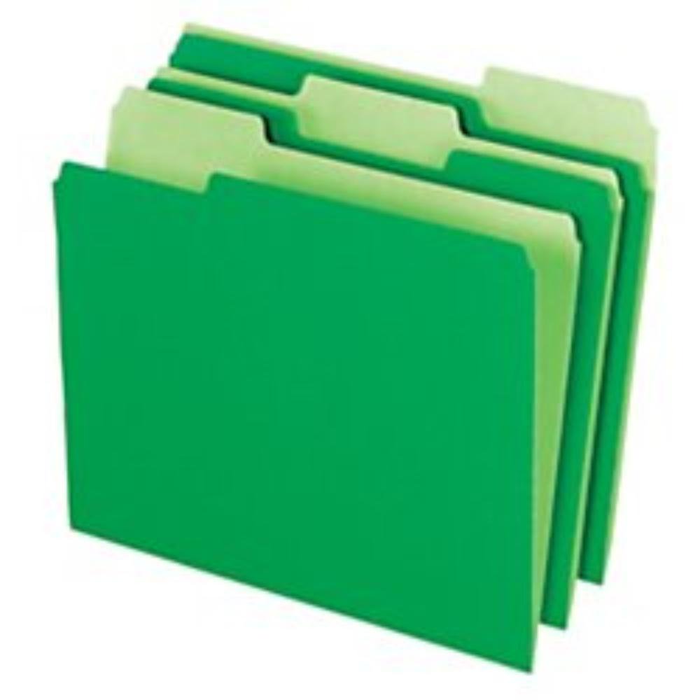 Office Depot File Folders, Letter, 1/3 Cut, Bright Green, Box of 100