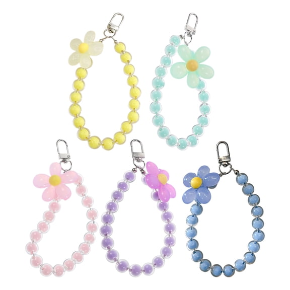 5PCS Floral Beaded Phone Wrist Straps - Detachable Charm Lanyard Wristlet for Cellphone, Camera, Mobile Phone Cases Accessories