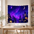 thumbnail image 5 of Moon Stars Fantastical with Cityscape Night Lower Portion, Mystical Fantasy for Space Lovers, Galaxy Room Decor, Graduation Gift, Tapestry Wall Hanging for Bedroom and Dorm, 5 of 7