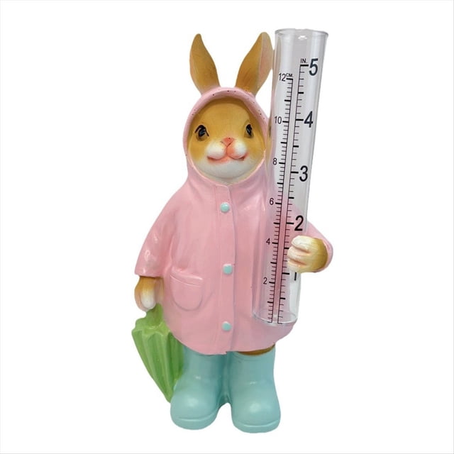Pluviómetro para Jardín, Paisaje, Granja, Exterior, Fácil de Leer, Estatua de Resina con Forma de Animal, Conejo