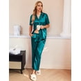 thumbnail image 2 of Ekouaer Silk Pajamas for Womens Set 2 Piece Satin Pjs Soft Button Down Sleepwear Wide Leg Long Pants with Pockets, 2 of 6