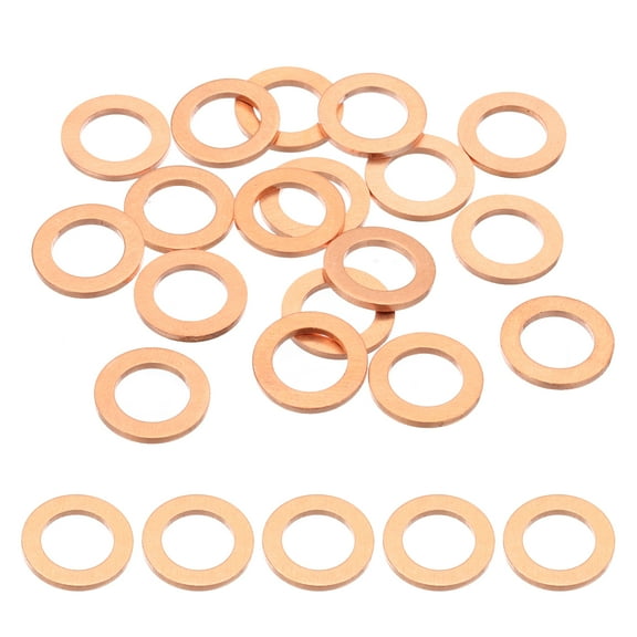 18PCS M10 Copper Washers, M10x16x1.5mm Copper Crush Washer Metric Flat Washers Sealing Washers Assortment Kit Oil Drain Plug Gasket Ring for Automotive Battery Vehicles Screws Bolt
