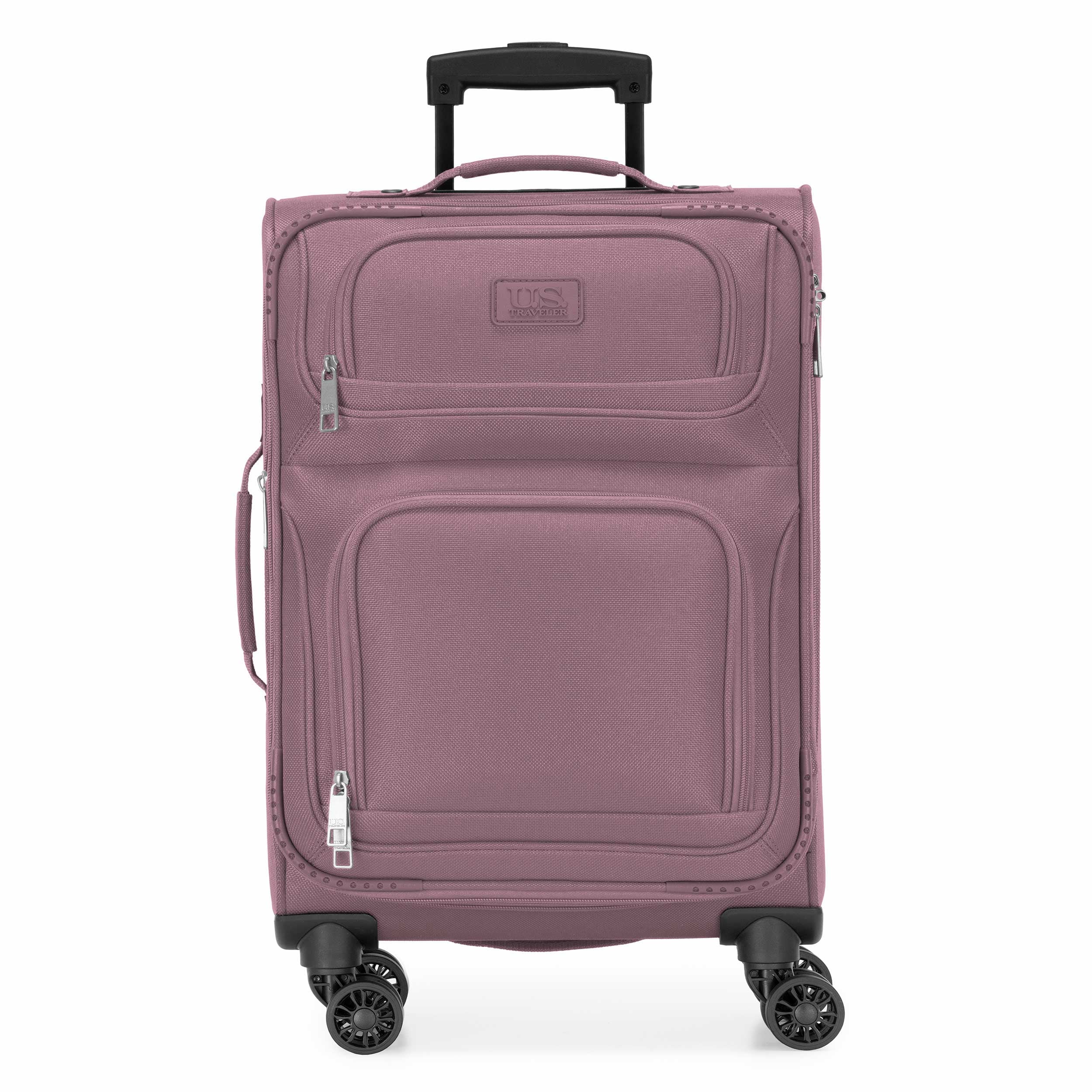 U.S. Traveler Rio 2-Piece Expandable Softside Carry-on Luggage Set - Spinner Wheels, TSA-Approved, Tote Bag, Lightweight Travel Suitcase, Mauve (22/14)