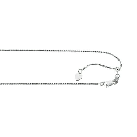 - 925 Sterling Silver .9mm Heart Adjustable Spiga Wheat Chain 22