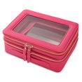 thumbnail image 1 of Organizador de maquillaje Aveniee XL, transparente, doble capa, rosa intenso, 1 of 3