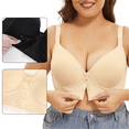 thumbnail image 5 of Fulorrnie Bras for Women Plus Size Underwire Comfort Full Coverage Back Smoothing Longline Front Closure Supportive Bra, Light Yellow .Z, 50, 5 of 8