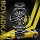 thumbnail image 5 of Reloj deportivo para hombres de color amarillo con forma de rueda de automóvil, reloj de moda para hombres, reloj automático con forma de neumático, 5 of 6
