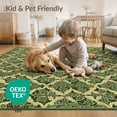 thumbnail image 4 of ODIKA 6'x9' Washable Area Rug Green Leaves Interlocking With Festive Holly Scroll Trim Christmas Flowing for Queen Size Bedroom, Under Bed, Master Suite, Easy Care, Non-Shedding, 4 of 7
