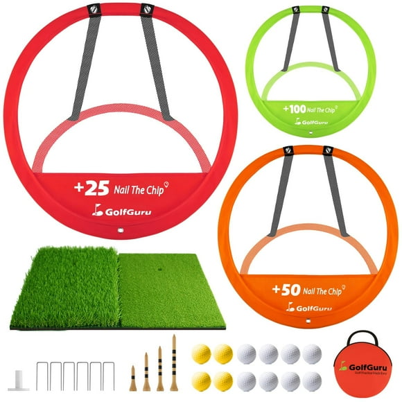 Juego de redes de golf Golfguru con tapete, 12 pelotas, 4 camisetas