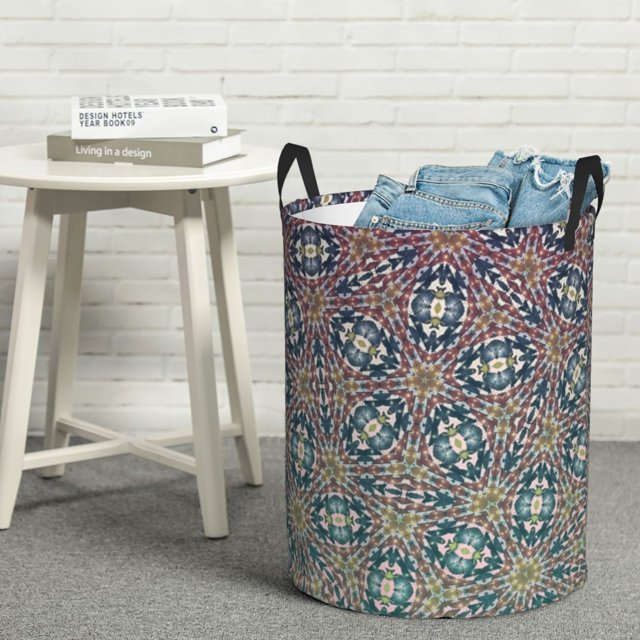 YFYANG Waterproof Laundry Hamper, Retro Abstract Floral Laundry Basket Oxford Fabric with Handle Foldable, M