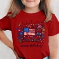 thumbnail image 2 of AHTJRT Girls Patriotic Shirts American Birthday Tee Tops Summer 4th of July Short Sleeve Tee Shirts Red 3-4 Years, 2 of 6