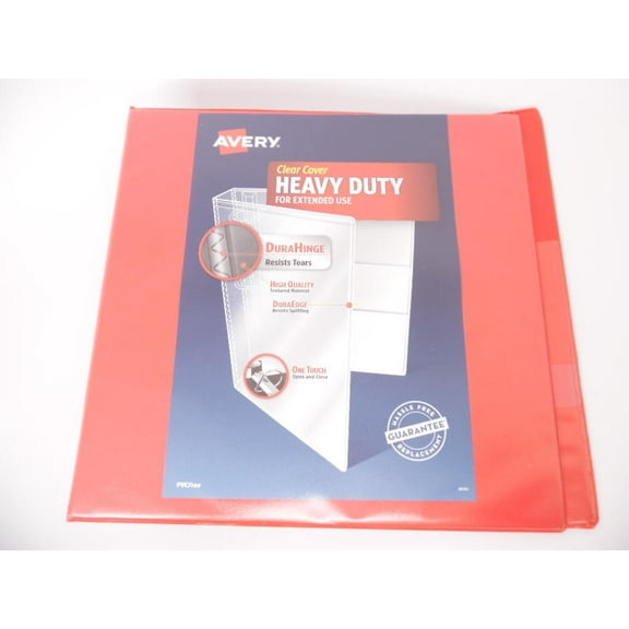 Avery 670 Sheets Clear Cover Heavy Duty for Extended Use 3" Binder PVC Free Red