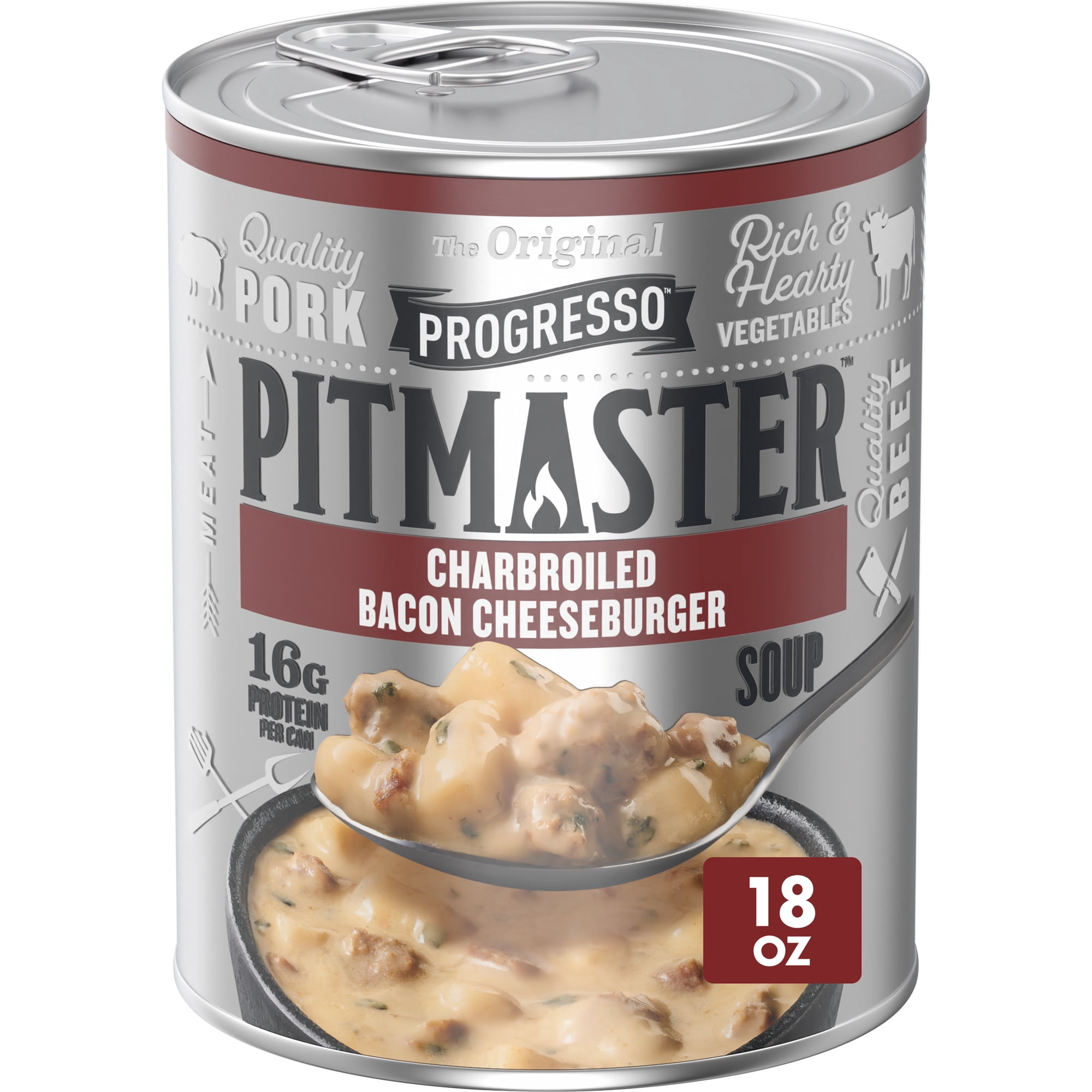 Progresso Pitmaster Charbroiled Bacon Cheeseburger Canned Soup, Gluten Free, 18 oz