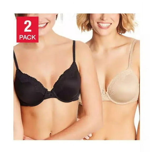 Maidenform Ladies' Comfort Devotion Bra 2-pack, Black/Nude 34C