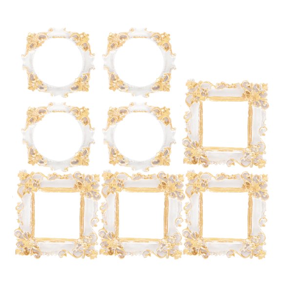 8pcs Vintage Resin Picture Frame Diy Mini Picture Frames Antique Photo Frame Small Gold Frames For Mobile Phone Manicure Photo Home Office Decoration