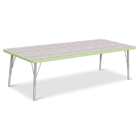 Rectangle Activity Table - 30" X 72", E-height - Driftwood Gray/Key Lime/Gray