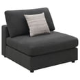 thumbnail image 2 of Duncan Charcoal Armless Chair - Upholstered, Removable Cushions, 38" Wide - Living Room Seating. Modern Design, Charcoal Fabric, Feather Down Comfort., 2 of 12