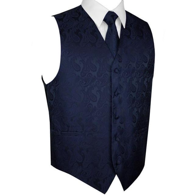 Men's Formal, Prom, Wedding, Tuxedo Vest, Tie & Hankie Set in Navy Blue ...