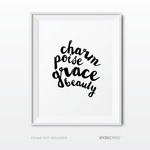 Charm Poise Grace Beauty Bible Verses Religious Wall Art, Modern Black and White