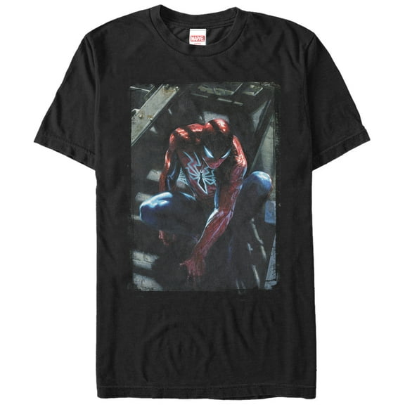 Men's Marvel Spider-Man in the City  Graphic Tee Black X Large
