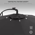 thumbnail image 4 of 9.5' Dark Grey Offset Patio Umbrella w/ Solar LED Lights - Garden Parasol for Patios, Decks & Outdoor Living Spaces - Stable & Waterproof Design, 4 of 7