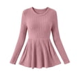 thumbnail image 6 of Hurxie Womens Fall Sweaters Knit Babydoll Peplum Sweater Tops Long Sleeve,Crew Neck,Casual,Pullover,Winter,Crop,Ladies,Soft,Trendy,Ribbed,Ruffle,Work,Going Out, 6 of 6
