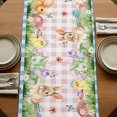 thumbnail image 5 of Table Runners 70 Inches Long Dress Scarves, Happy Easter Bunny Farmhouse Coffee/Dining/Kitchen Table Decor, Holiday Table Runner, Spring Floral Pink Blue Plaid 13x70 Inch, 5 of 9