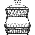 thumbnail image 6 of Sorbus Fruit Basket Display Stand, 2-Tier, for Vegetable, Fruit & Bread Counter Storage for Kitchen, Bathroom, Rectangular Antique Metal (Black), 6 of 7