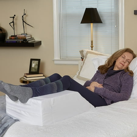 Hermell Elevating Leg Rest with White Polycotton cover, Improve Circulation and Reduce Lower Back Pain, Helps Reduce Ankle and Feet Swelling, Removable Machine Washable Cover, (Best Way To Help Lower Back Pain)