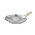 thumbnail image 2 of Partido salteador wok freidora profunda sin palanca de madera antiadherente mango de madera martillada hojuelas de acero inoxidable sartén para el hogar para el hogar 35.5 x 21 x 5.2 cm, 2 of 9