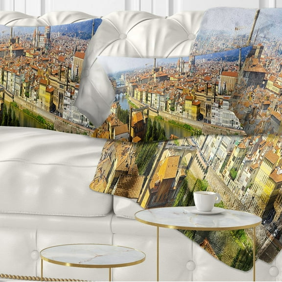 Designart Florence Panoramic View - Cityscape Photo Throw Pillow - 12x20
