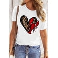 thumbnail image 6 of Women's White Crawfish Leopard Heart Print Crewneck Tee for Casual Wear | [ZhiHiMeRi] | (US 20-22)2XL, 6 of 6