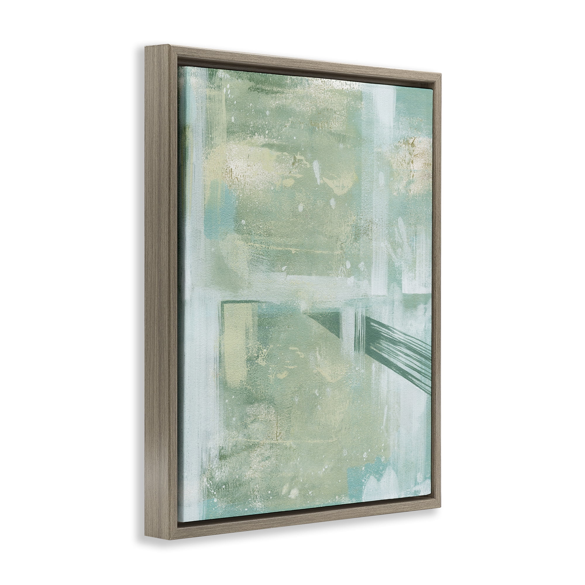 Stupell Industries Green Weathered Abstract Abstract Painting Brown Floater Framed Canvas Art Print Wall Art, 25 x 31