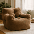 thumbnail image 3 of Homy Casa Sherpa Bean Bag Chair for Adults, Cozy Reading Corner Chair for Apartment Spaces, Coffee Gray, 3 of 9
