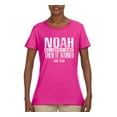 thumbnail image 2 of Wild Bobby Noah Was A Conspiracy Theorist Inspirational/Christian Women Graphic Tee, Fuschia, Small, 2 of 5