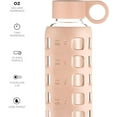 thumbnail image 4 of purifyou Premium 40/32 / 22/12 oz Glass Water Bottles with Volume & Times to Drink, Silicone Sleeve & Stainless Steel Lid Insert, Reusable Bottle for Fridge Water, Milk, Juice, 4 of 6