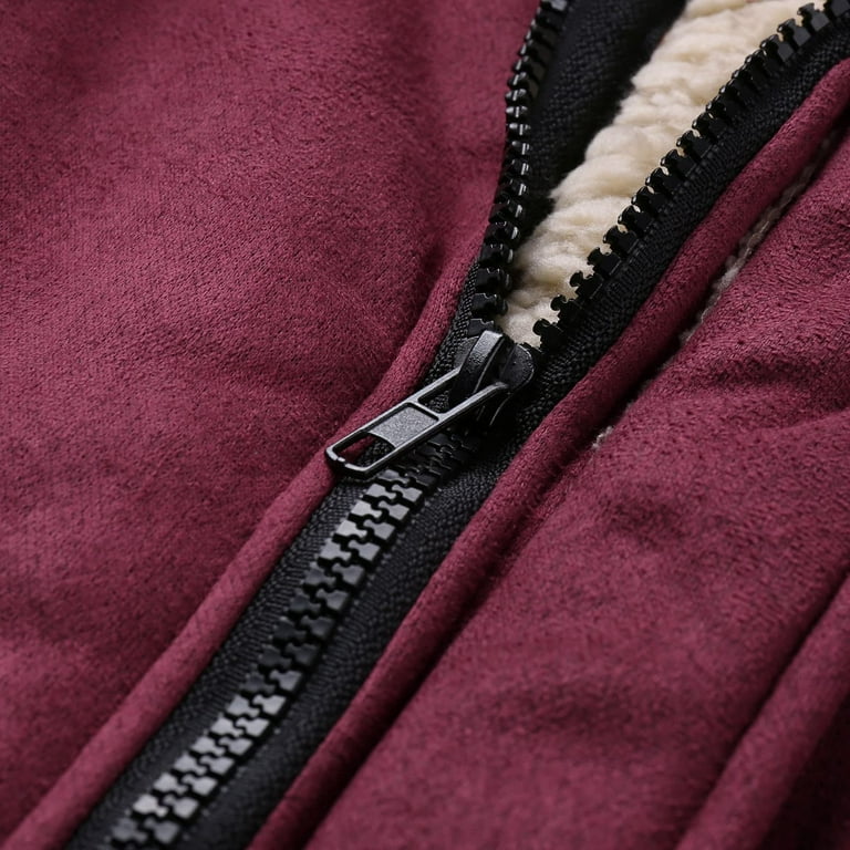 Hfyihgf Men's Sherpa Fleece Lined Suede Leather Jacket Full Zip Warm Winter  Plus Size Faux Fur Lapel Collar Bomber Coat with Pockets(Brown,XXL)