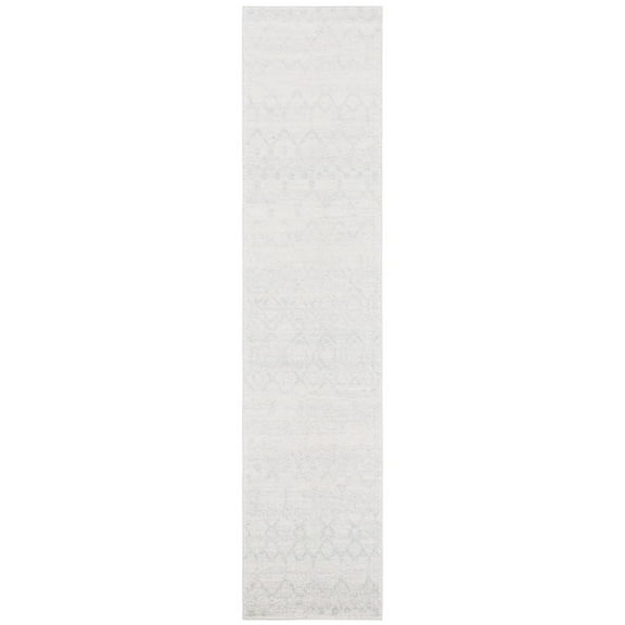 SAFAVIEH Tulum Adair Distressed Geometric Runner, 2' x 9', Ivory/Light Grey