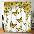 thumbnail image 2 of SUNOLIFE Yellow Butterfly Shower Curtain,Spring Floral Fabric Bathroom Curtain with Hooks,47x64 in, 2 of 4