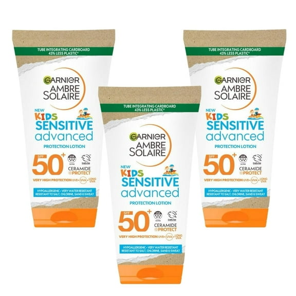 Garnier Ambre Solaire Kids Sensitive Advanced Sun Protection Lotion SPF50  175 ml / 5.9 fl oz 3 Pack