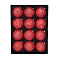 thumbnail image 2 of 12 Pack Vintage Christmas Ornaments, 8Cm Embossed Gold Shatterproof Baubles, Antique Style Hanging Tree Decor Balls for Xmas Holiday Display, Red, 2 of 6