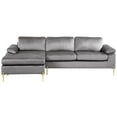 thumbnail image 4 of Maklaine Modern Velvet Cushioned Arms Sectional Sofa in Gray/Gold, 4 of 10
