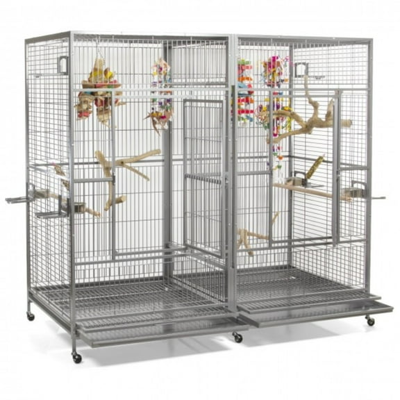 Double Macaw Cage with Divider Platinum by A&E