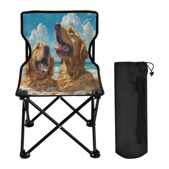 YAZAOO Camping Chairs Modern Beach Buddies Having Fun Pattern Folding chair