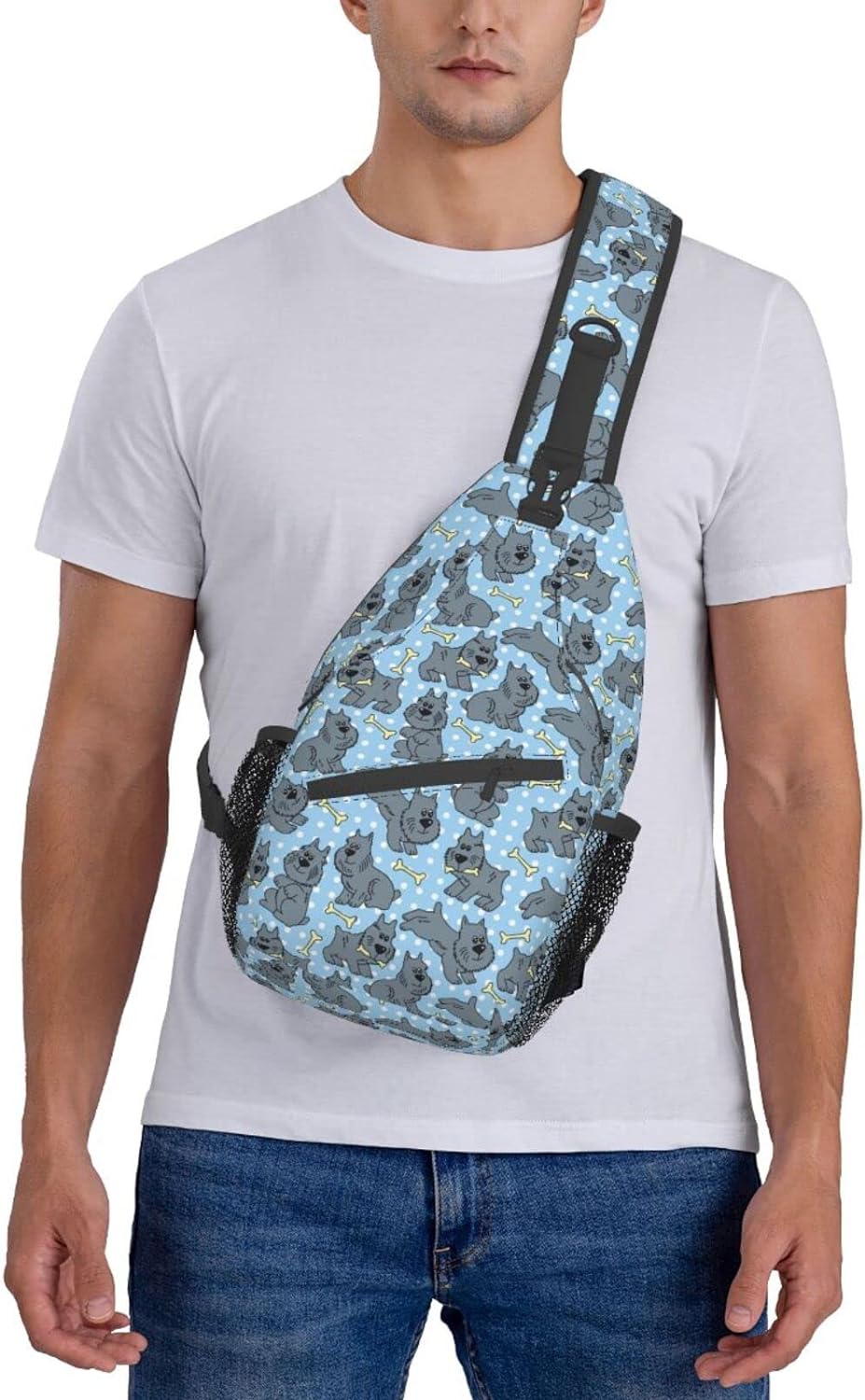 Cute Dog Of Schnauzer Animal Pattern Sling Bag Crossbody Hiking Travel Chest Bags Backpack Shoulder Daypack for Women Men