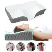 Memory Foam Pillow for Neck Pain Relief, Ergonomic Bed Pillows for Neck Shoulder Support Contour Orthopedic Neck Pillow Cervical Pillow for Body Side Back Stomach Sleepers, 23.6''x 13.3''x 4.3'',White