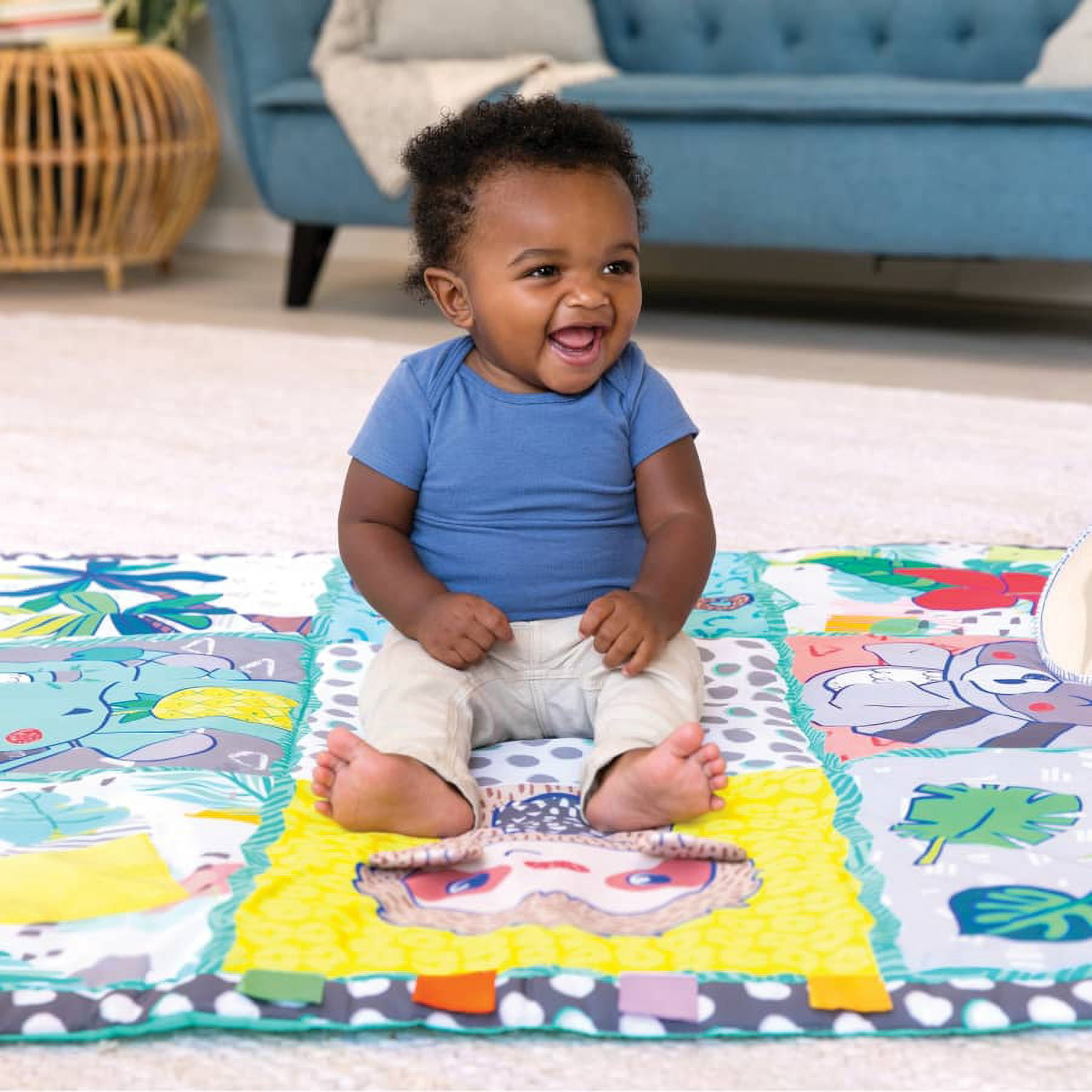 Infantino Giant Sensory Discovery Baby Playmat, Multicolor Jungle