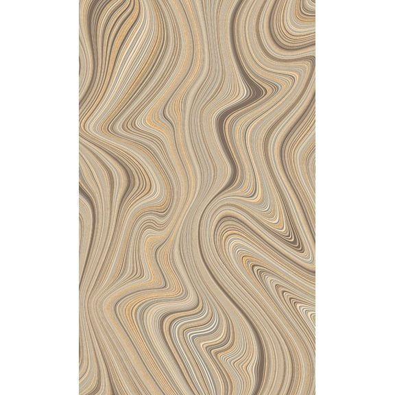 Camel Brown Abstract Geometric Curve Lines Wallpaper, Double Roll, 57 sqft