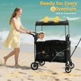 thumbnail image 4 of Wagon Stroller For 2 Kids, 3 in 1 Push and Pull Foldable Wagon with Footwell, Foldable All-Terrain Wagon For Kids With Canopy, Adjustable Push And Pull Handles, 4 of 9