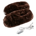 thumbnail image 2 of Men's and Women's Indoor Heated Insulation Slippers 3-speed Temperature Control USB Heating Timing Smart Plush Slippers (Brown), 2 of 9